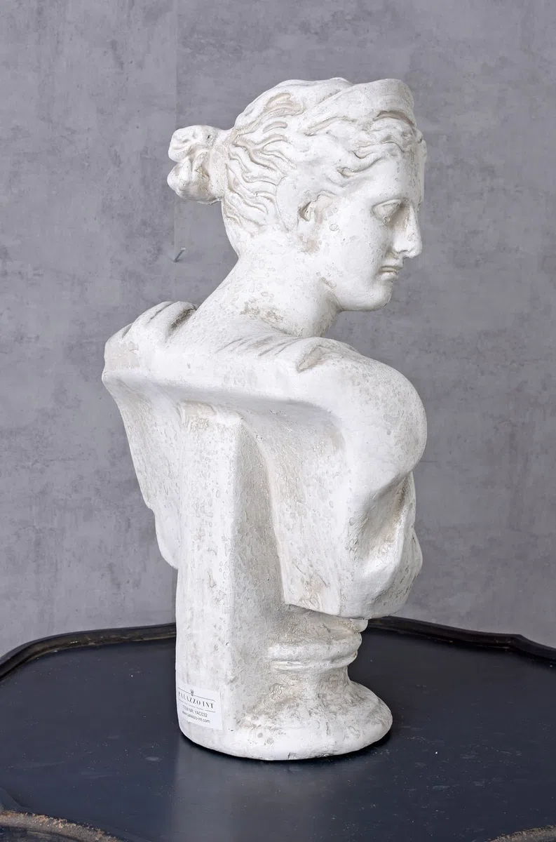 Unbekannt Yac032 Palazzo - Busto da donna, in fibra di vetro, effetto marmo, testa da donna, colore: bianco