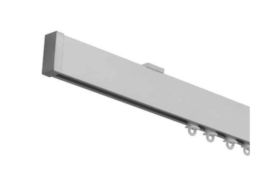 TENDE ARREDO TESSILE - Binario Tenda Soffitto Scorrevole (170 cm) Zineffa per Tenda, Binario a Onda Decorativo in Alluminio con Tappi Terminali e Occhielli in PVC per Tende su Misura (Grigio)
