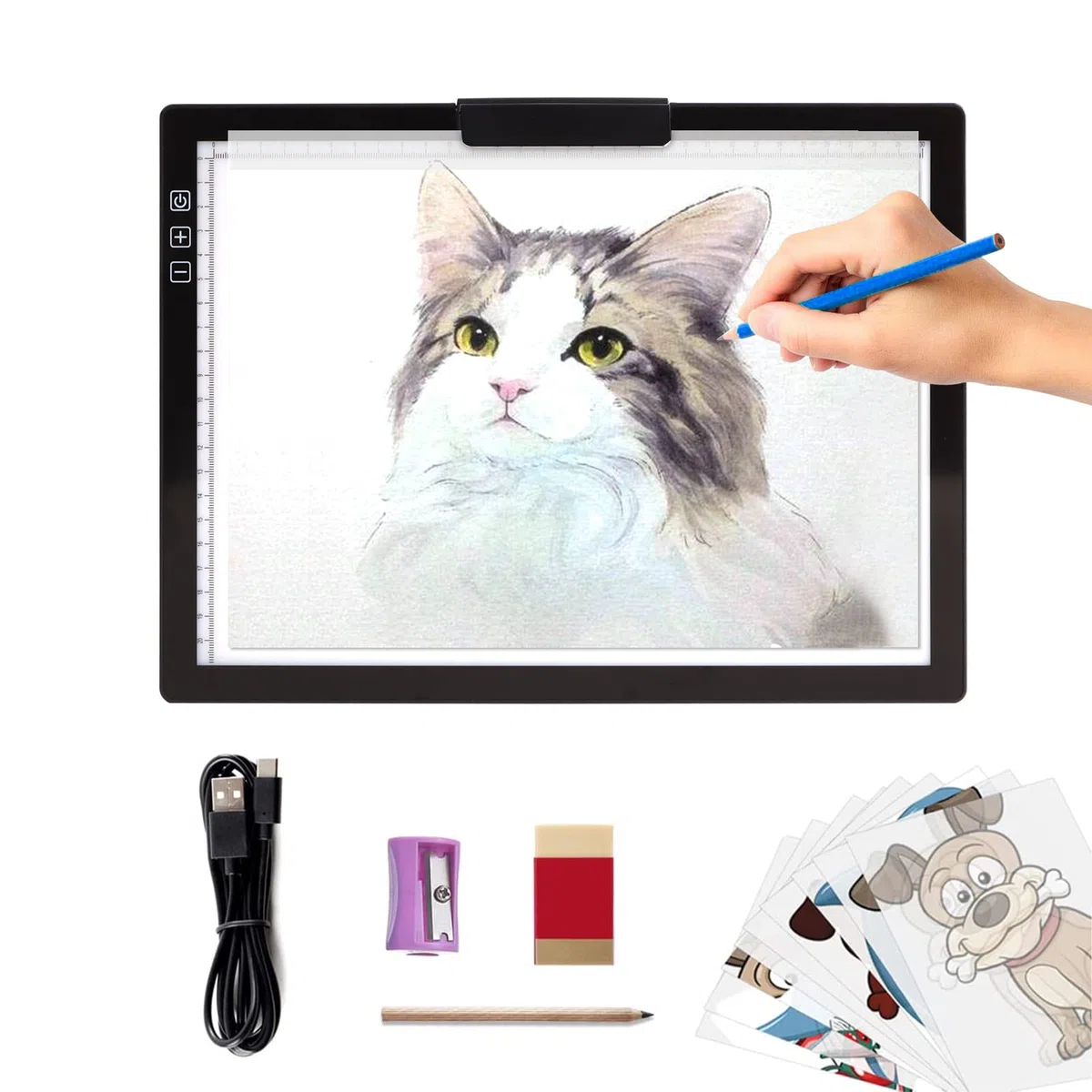 Pannello luminoso a LED A4 senza fili con supporto innovativo e clip, scatola luminosa ricaricabile a batteria, dimmerabile, 6 livelli di luminosità, diserbo, vinile