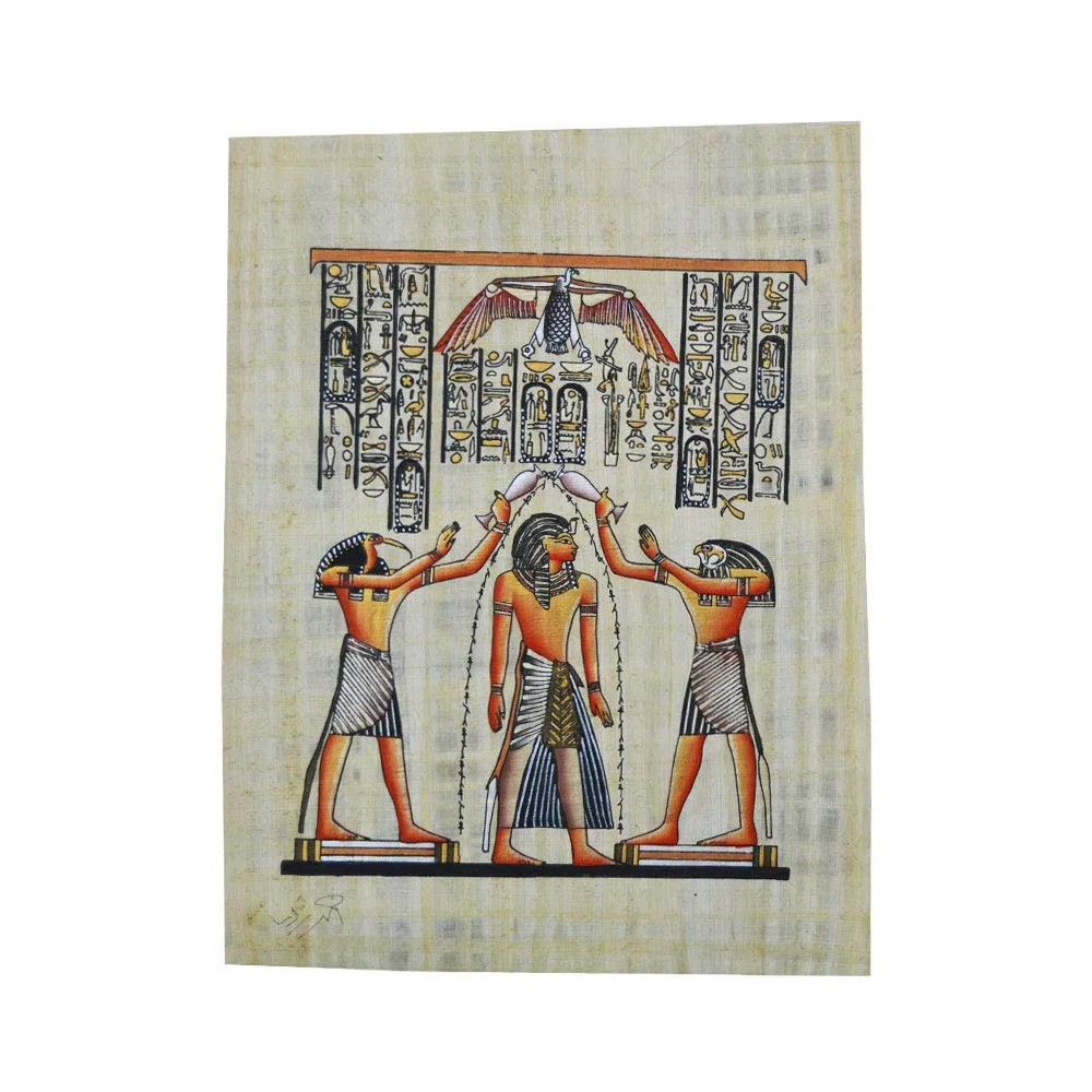 Horus Artesanía de Egipto Set di 3 papiri egiziani Originali Realizzati e Dipinti a Mano in Egitto. Ognuno Misura Circa 33x43 cm