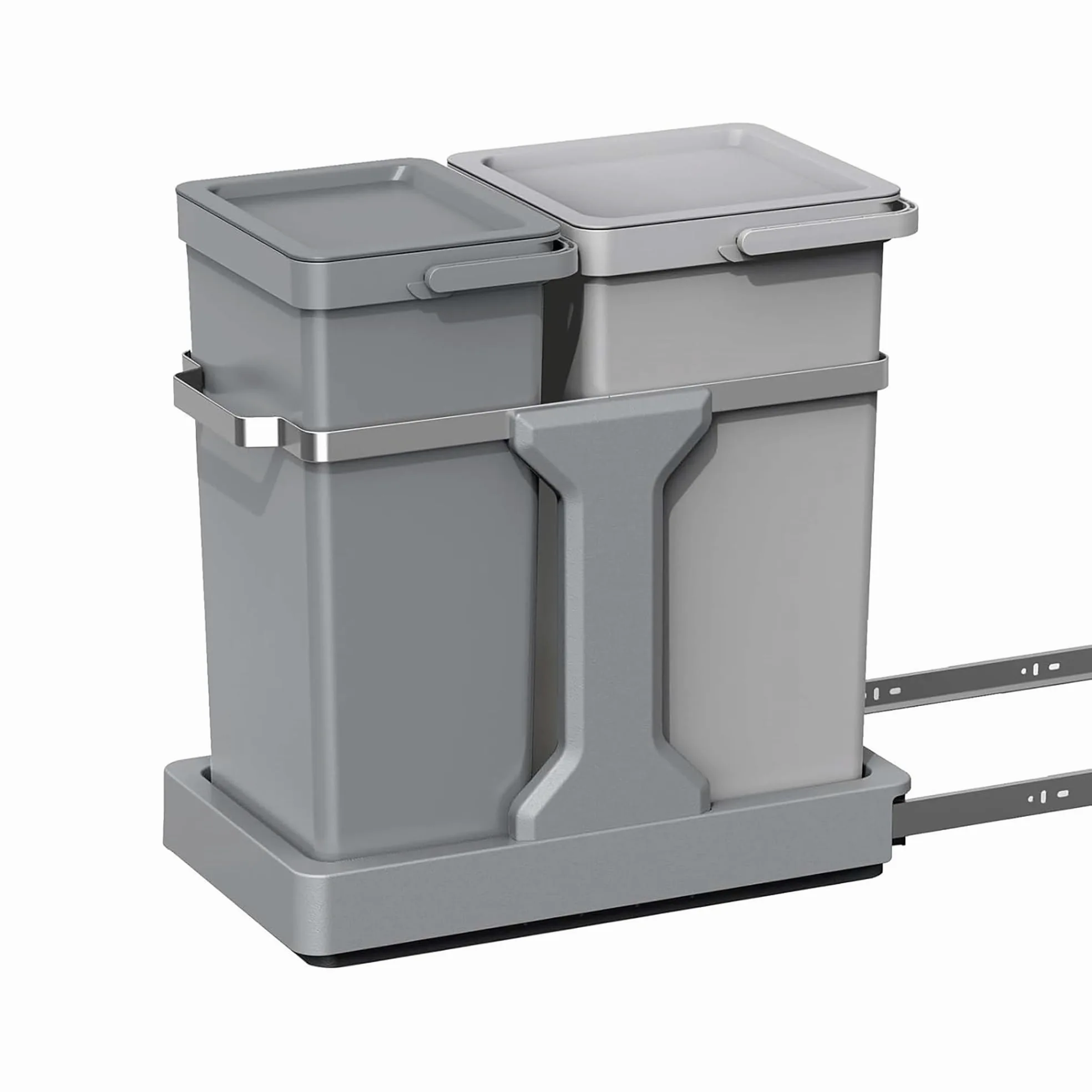 EKO Pattumiera Differenziata 2 Scomparti 20L + 15L Estraibile | Sottolavello con Guide Scorrevoli | Chiusura Silenziosa Compatta