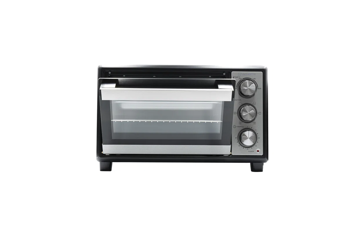 BEHOME Fornetto Elettrico Ventilato 20L da Tavolo, Temperatura fino a 230°, Timer 60 min, Forno Elettrico da tavolo con griglia, teglia e sollevatore griglia inclusi, antiaderente, doppio vetro