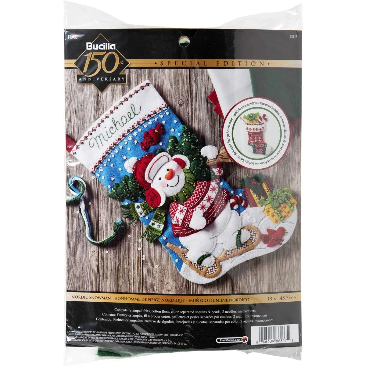 Bucilla, Blu, Bianco, Rosso, 45,7 cm Calza Feltro Kit