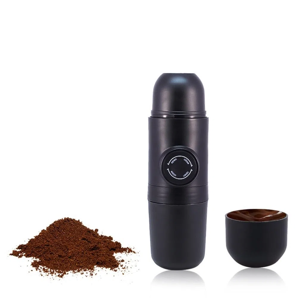 Macchina per caffè espresso manuale portatile con struttura in ABS, macchina da caffè da viaggio per la produzione di macinazione fresca, design compatto a mano per la cucina domestica
