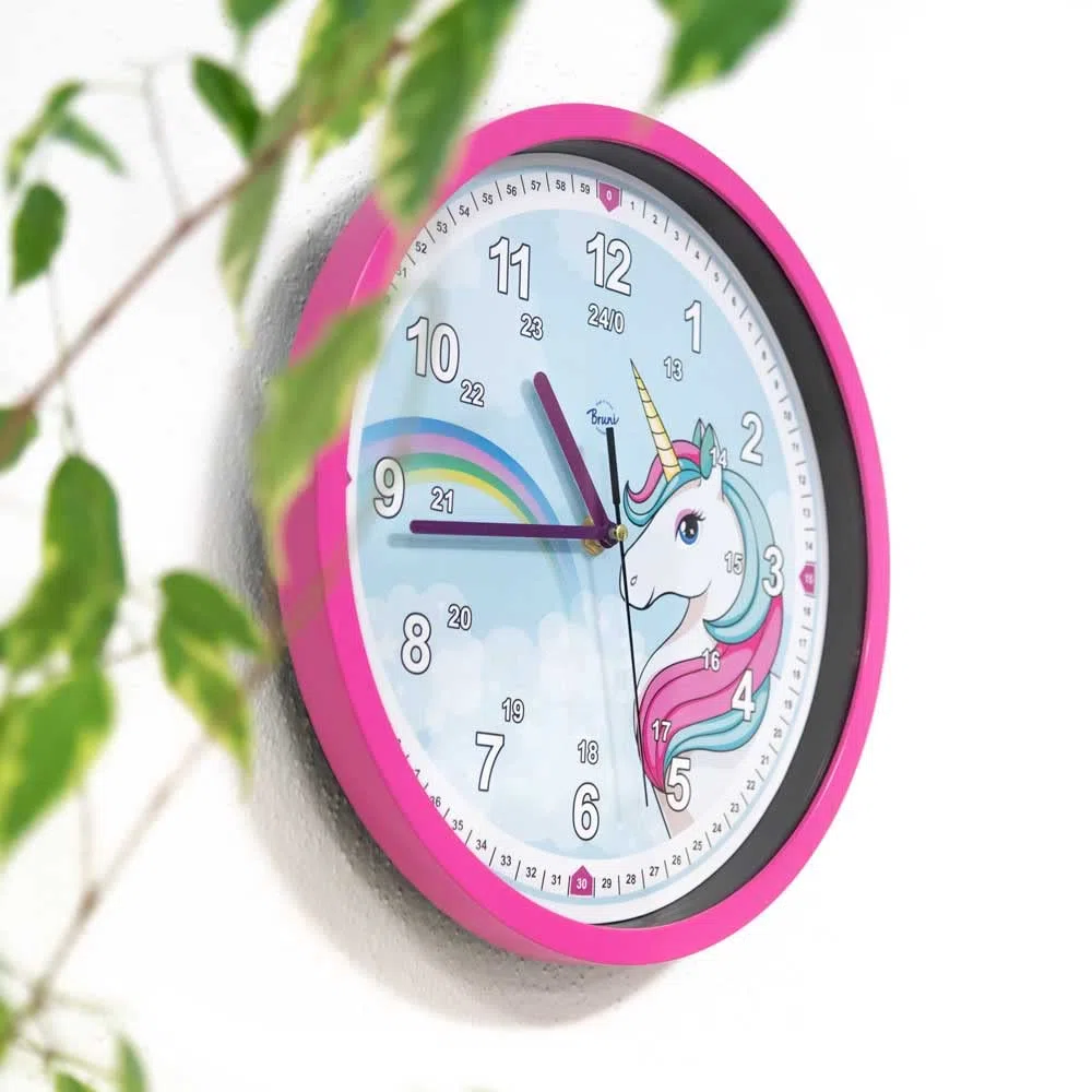 Orologio da parete per bambini con unicorno, silenzioso, ideale per ragazze e ragazzi, silenzioso, senza ticchettio