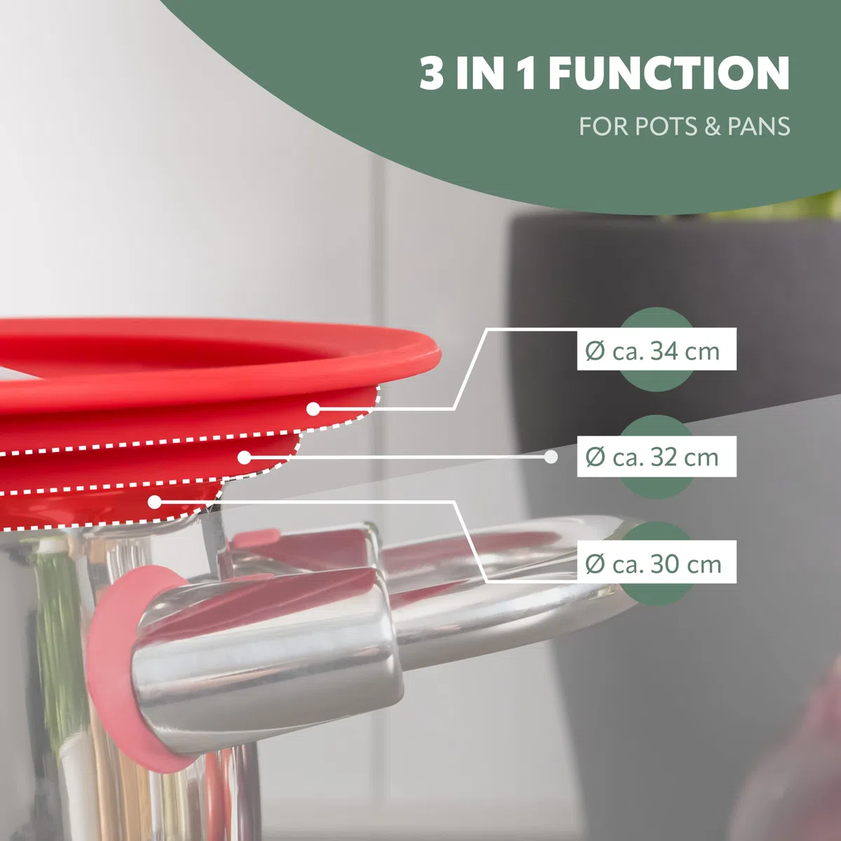 bremermann? coperchio universale con bordo in silicone, 30/32/34 cm, grande (Rosso)