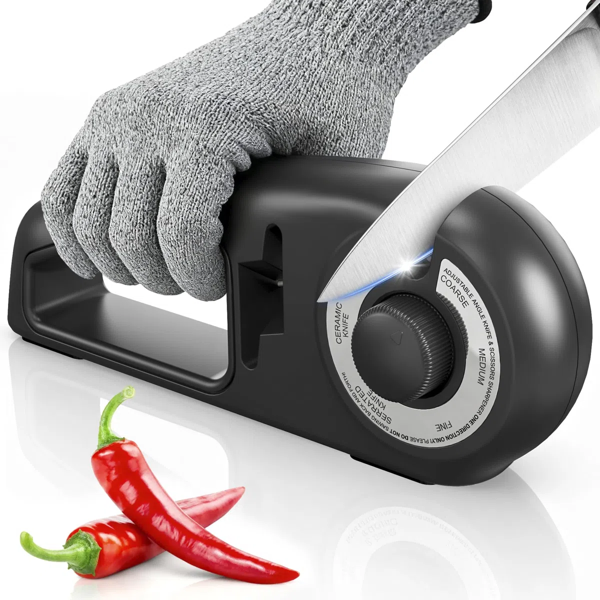 Pietuley Affilacoltelli Professionale 7 in 1, Affila Coltelli da Cucina, Affilatore per Coltelli, Knife Sharpener, Seghettati Ceramici Affila Forbici, Affilacoltelli Manuale, Affilatrice Coltelli