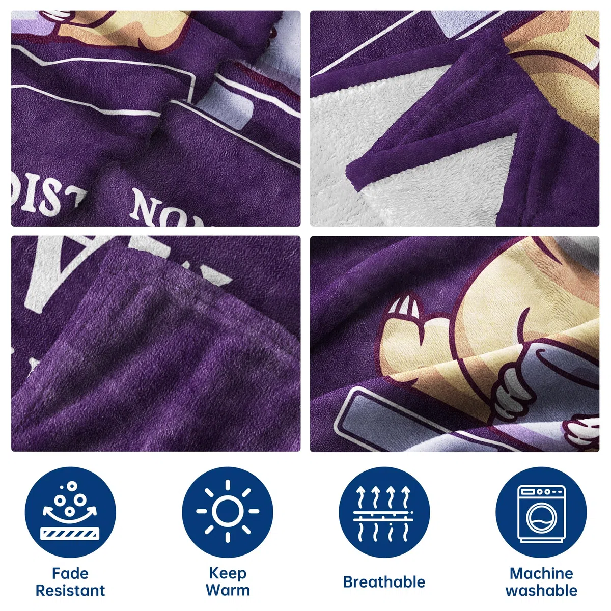Niyewsor Regalo Mamma Compleanno, Regalo per Mamma Coperta, Natale Regali per la Mamma da Figlia e Figlio, Bradipo Coperta Flanella 130 x 150cm, Viola