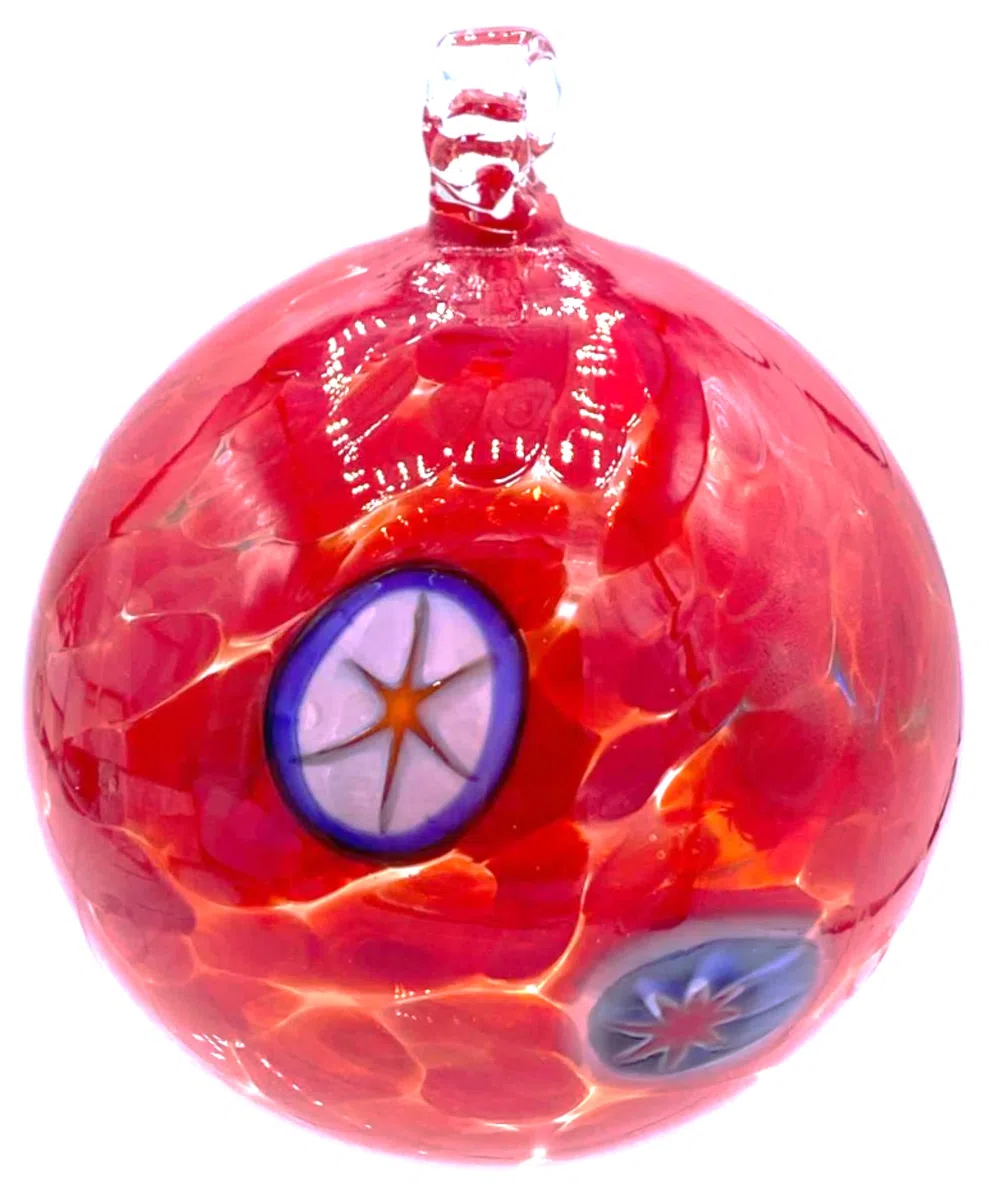 Pallina di natale in vetro di murano colori in pasta made in italy PLROSSA