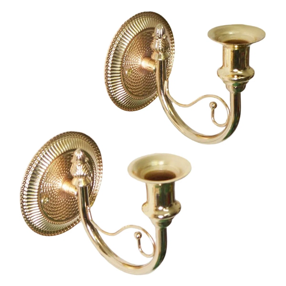 2 Pezzi Applique Da Parete Porta Candele Metallo Candelabro Bastoncini Rustici Francese Retro Opera D'Arte Adatto per Decorazione Corridoio Soggiorno, Oro