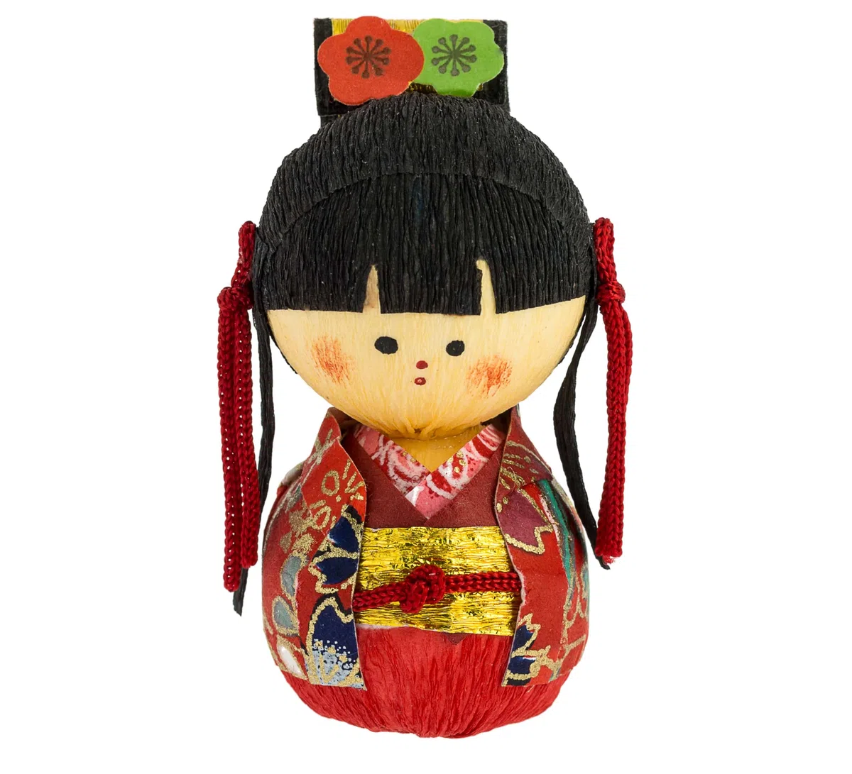Tentetieso Okiagari Hime Principessa, Cartapesta, Rosso, 4,5x3x4 cm
