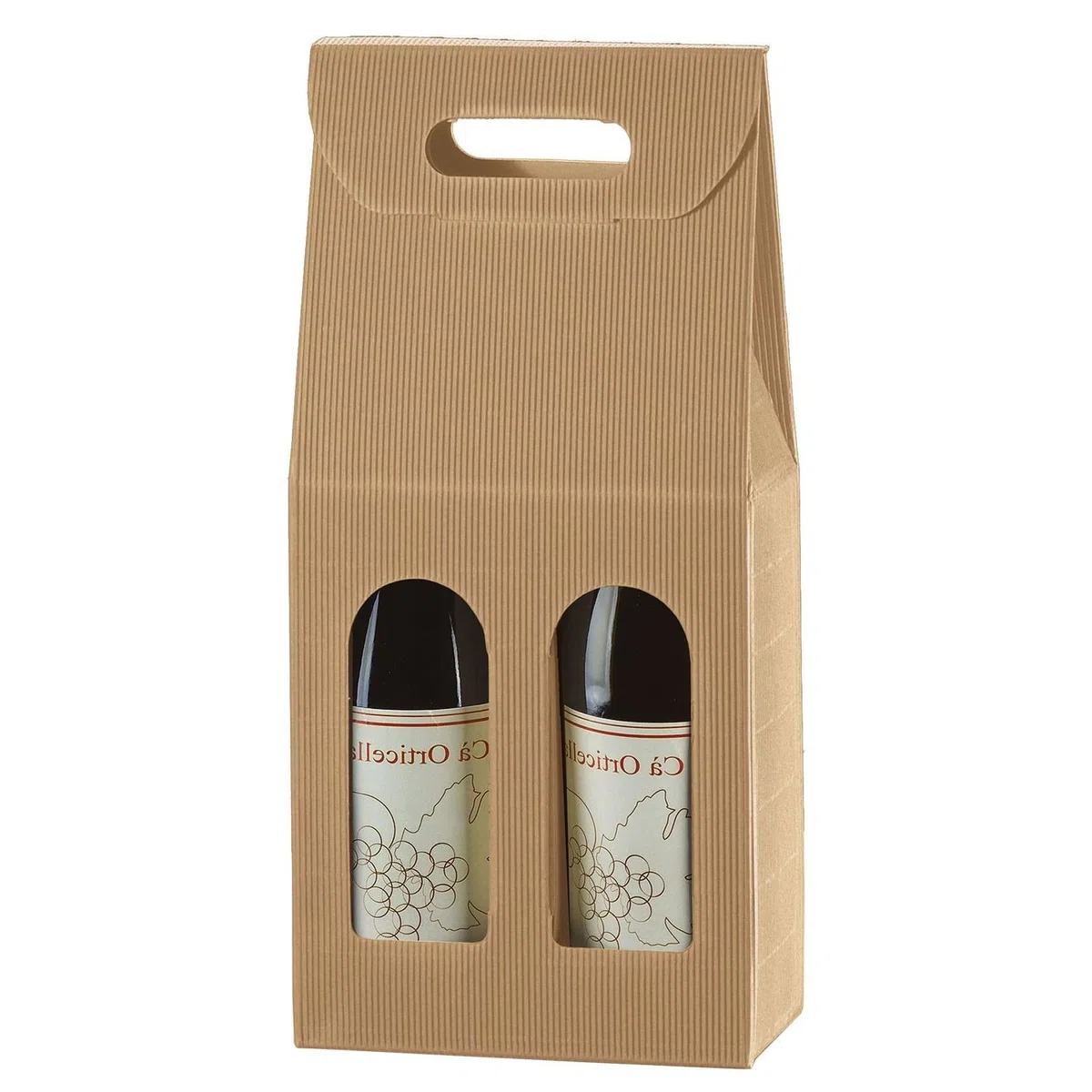 IMBALLAGGI ALIMENTARI PZ 20 SCATOLA PORTA BOTTIGLIA (2 BOTTIGLIE) BUSTA IN CARTONE ONDULATO BOX FOR BOTTLES IN CARTA
