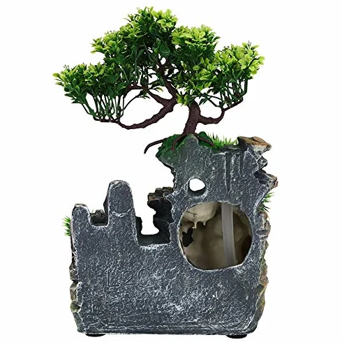 Ausla Fontana da Tavolo Zen, Fontana con LED e Design Feng Shui per Interni ed Esterni, Base Leggera Umidificatore con Nebulizzatore, Decorazione Casa e Ufficio 220V