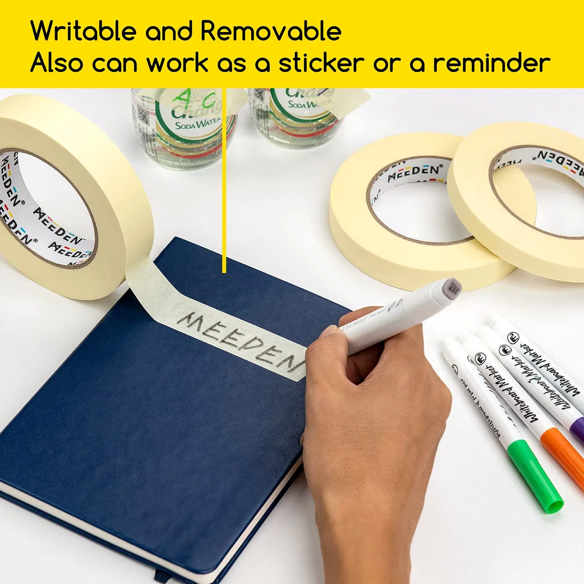 MEEDEN 5 confezioni di nastro adesivo bianco per artisti, nastro per mascheratura multidimensionale, nastro da pittore senza acidi per pittura, disegno e cornici