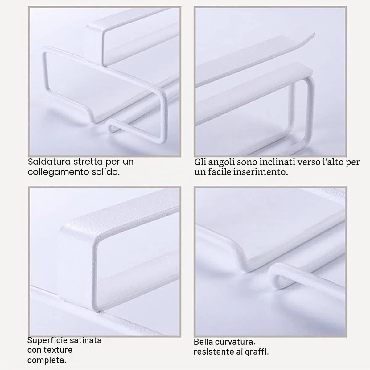 4 Pezzi Porta Bicchieri da Vino Sospeso Supporto per Calici di Vino Sottopensile Rack per Calici Senza Foratura Scolabicchieri Vino in Metallo per Bar Ristorante Cucina (Bianco)