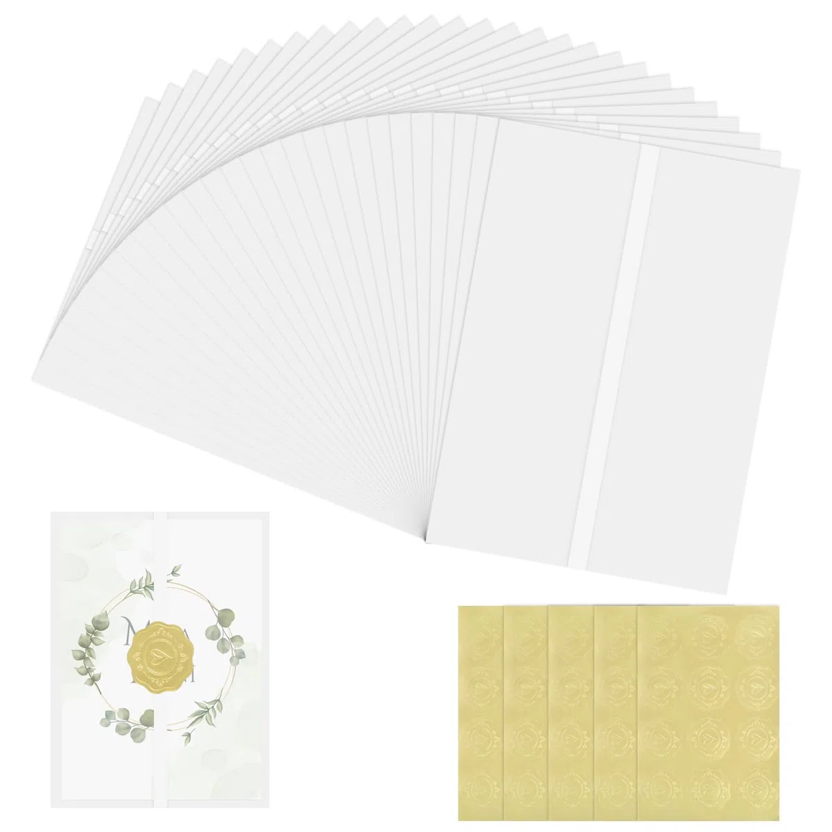 60 Pre-Piegata Carta Pergamena per Inviti 13.5x18cm,Pre-Piegata Carta Velina,Carta Pergamena per Inviti di Nozze,di Compleanno per Baby Shower