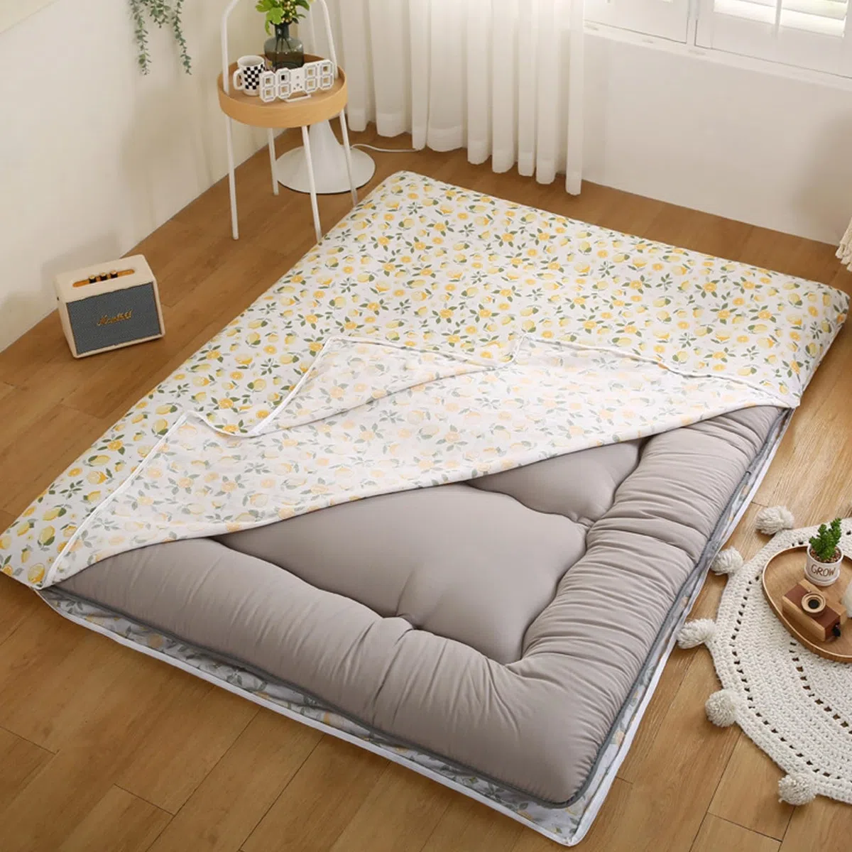 Coprimaterasso Futon Giapponese, Cerniera Lavabile A Grandezza Naturale, Morbida Copertura Protettiva per Materassino, Tatami Cover Antipolver(Color:A,Size:90x200cm)