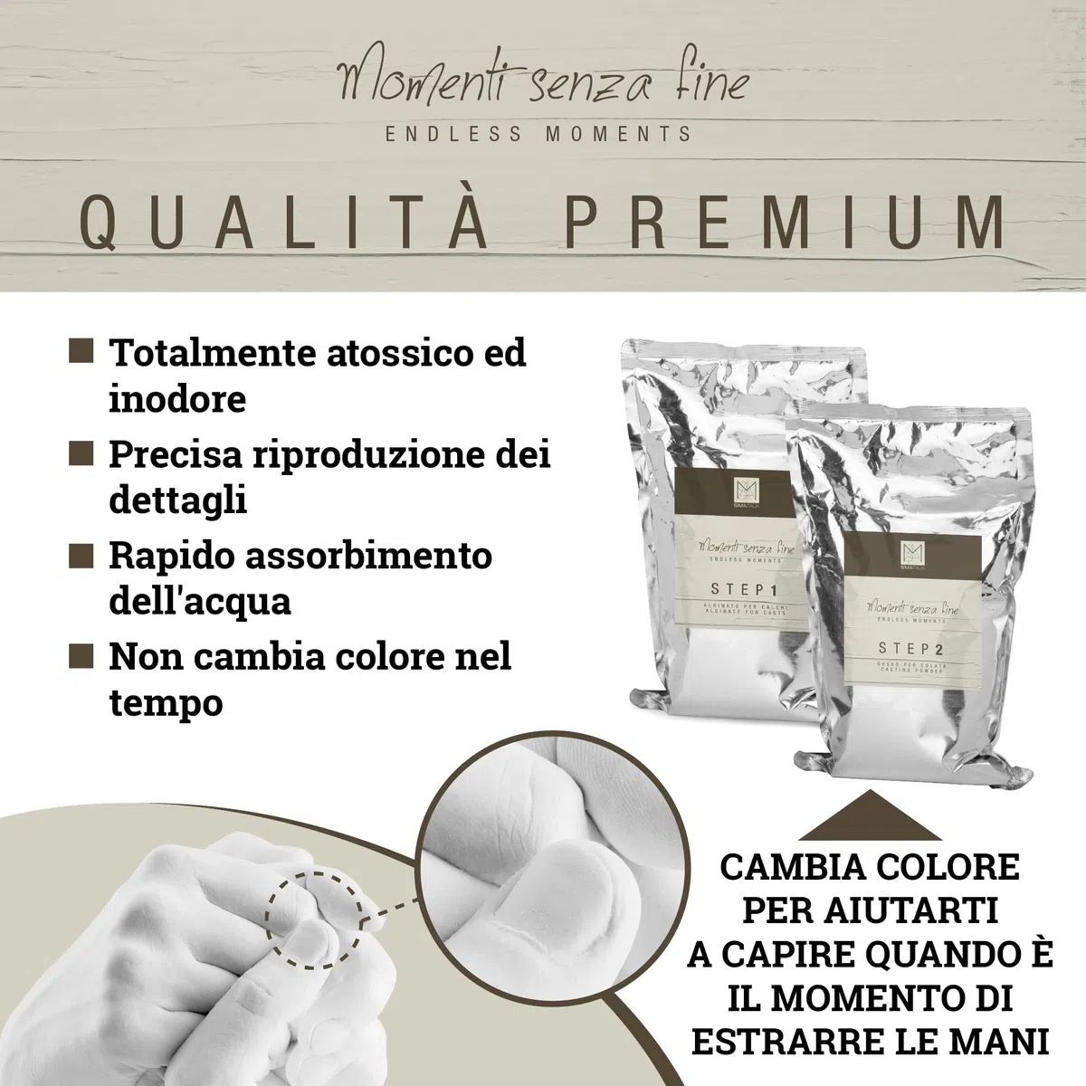SIMAITALIA Kit Calco Mani Coppia Completo con Video Guida ed Ebook - Stampo 3D in Gesso e Alginato