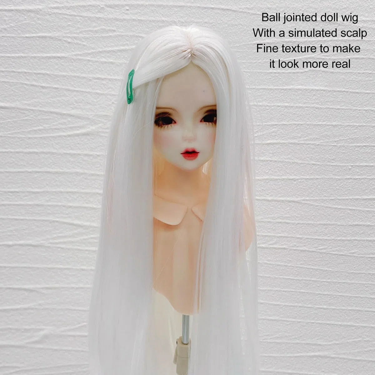 Capelli per Bambola BJD, Morbidi Capelli di Seta Ad Alta Temperatura Estensioni dei Capelli Sintetici Bambola Parrucca Fai da Te per Bambola da 7 a 8 Pollici (WHITE)
