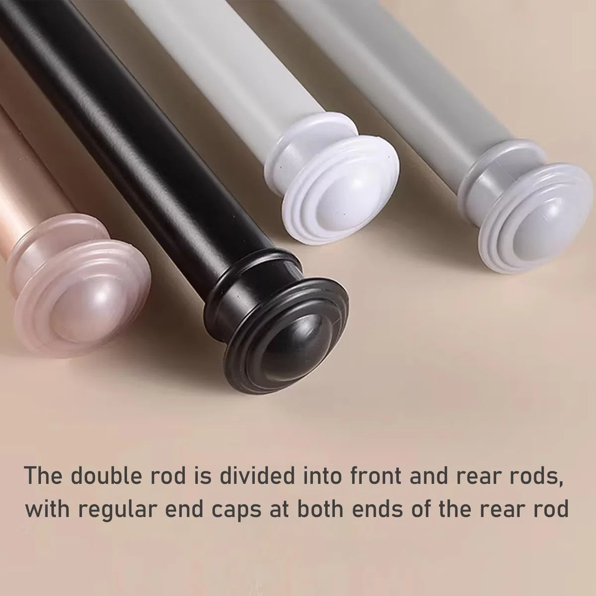 Bastoni per Tende Doppio Binario in Lega di Alluminio Supporto Robusto con Anelli Silenziosi per Tende Velate Oscuranti da Parete Soggiorno Camera(White,160CM)