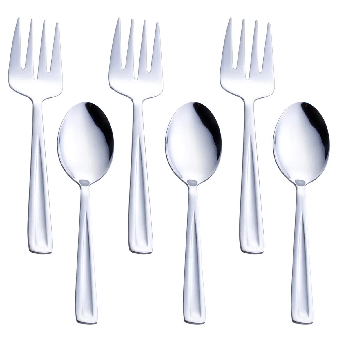 GoGeiLi Set di cucchiai e forchette in acciaio inox, contiene 3 cucchiai grandi e 3 forchette, 24,1 cm Lavabile in lavastoviglie, set per catering