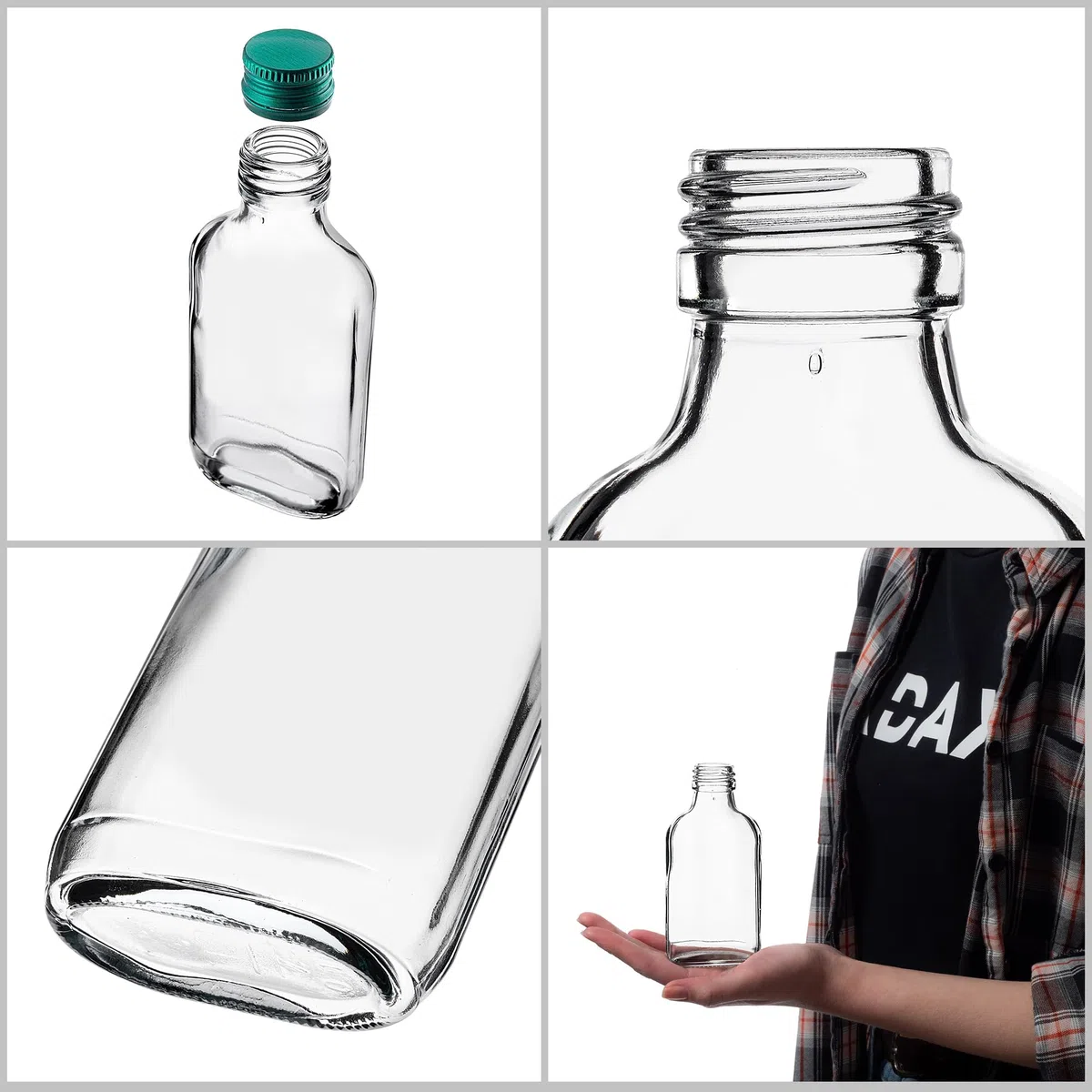 KADAX fiaschetta da 100 ml, 50 pezzi, flaconcini di vetro con tappo a vite