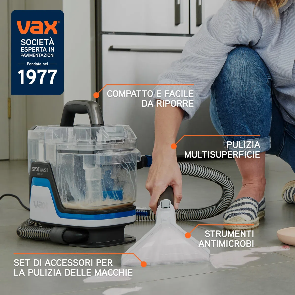Vax Spotwash Home Duo Smacchiatore, Detergente per Tappeti e Rivestimenti, e Smacchiatore per la Casa, Lavatrice per Divani, Scale, Auto, Materassi, Design Compatto, Serbatoio Medio