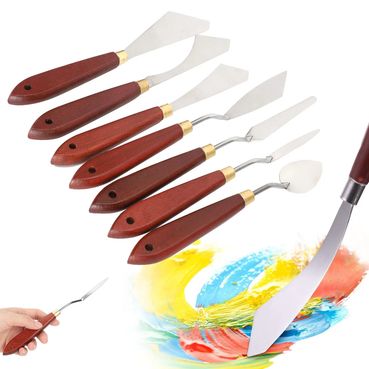 BORDSTRACT Set Spatole Pittura, 7 Pz Spatola Dipingere, In Acciaio Inox Artisti Tavolozze Coltello Miscelazione Raschietto Set per Tutti I Pittura a Olio o Acrilico