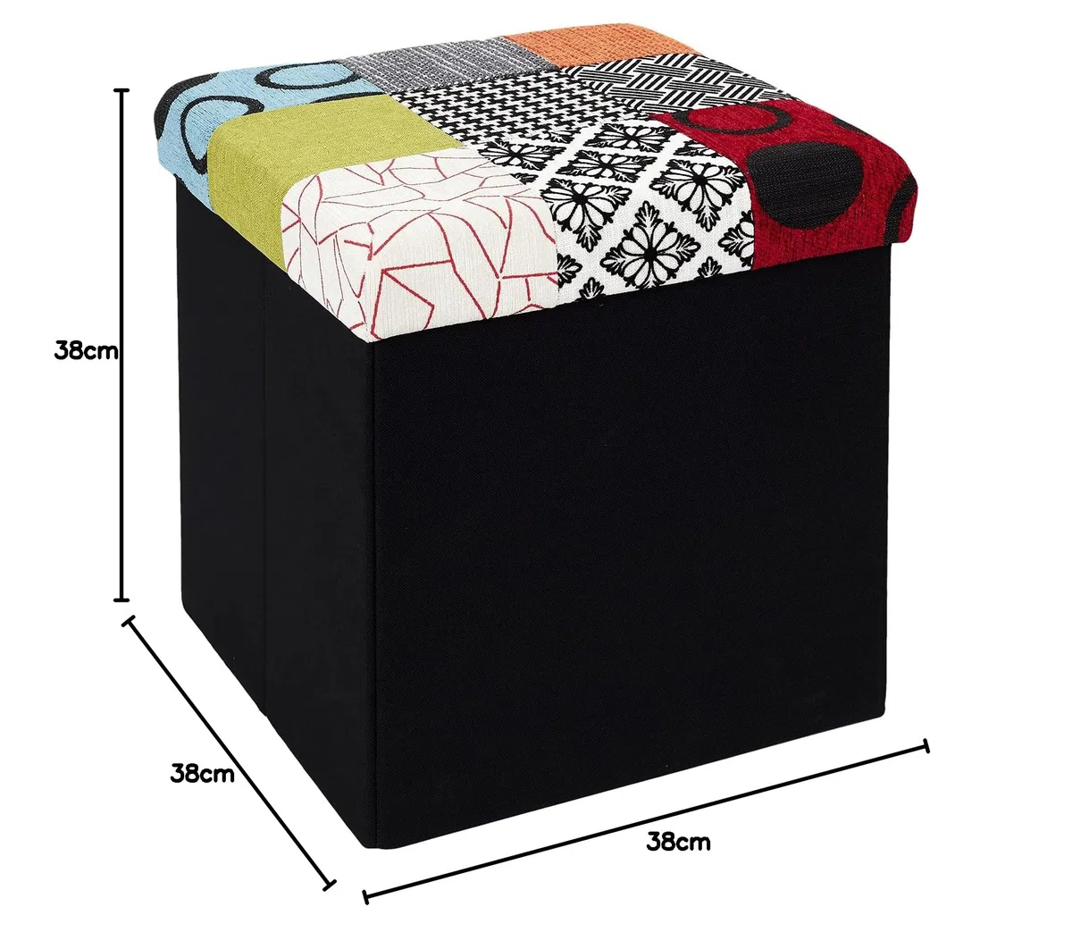 CAJA-PUF PLEGABLE PATCHWORK Multicolore