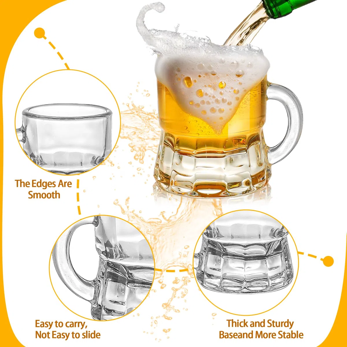 Boccale da Birra, Bicchieri da Shot 2 oz Boccali da Birra in Vetro Mini Mason Trasparenti Bicchieri Piccoli per Succo Bicchieri da Degustazione per Bevande Festa della Birra (Vetro, Confezione