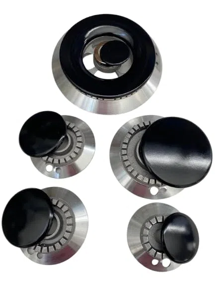 SET 5 FUOCHI COMPATIBILI CON SMEG cod rif. 870650451-882410074 - 882410066 - S5346+B A GAS 1 CORONA GIGANTE 1 GRANDE 2 MEDI UGUALI 1 PICCOLO(superiore garantiti made in italy)