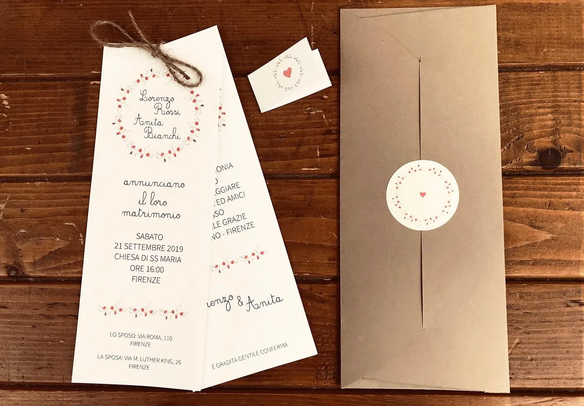 20 Set partecipazioni Nozze Personalizzate inviti Matrimonio SEGNALIBRO art.072 quantità a scelta