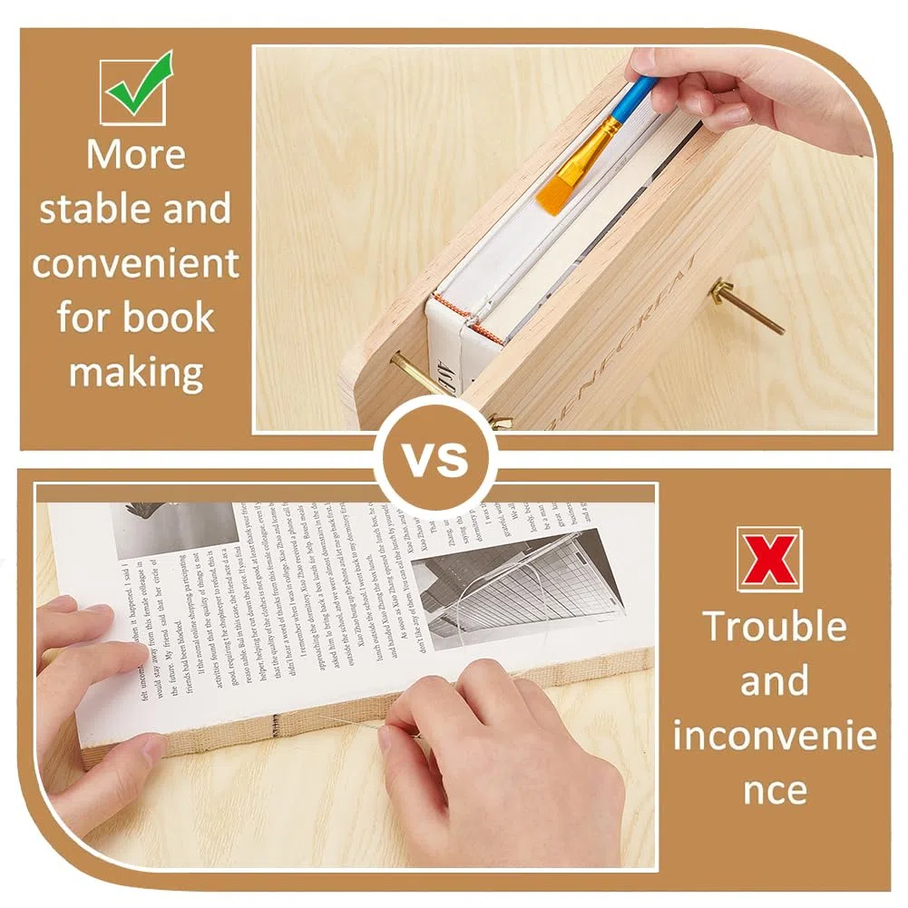BENECREAT Book Press Rilegatura, Pressa per Rilegatura Portatile con Pressa per Libri In Legno con Dado In Ferro, Dadi Ad Alette, Guarnizione per La Casa, Scuola, Forniture per Rilegatura, 30x30cm