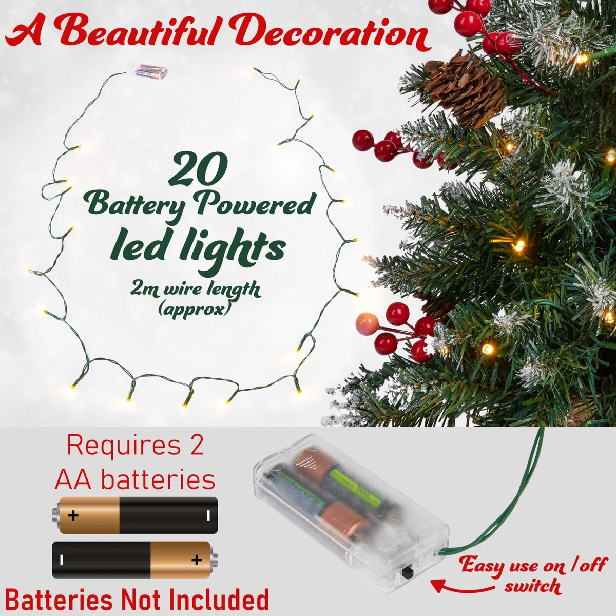 Get Trend Albero di Natale con Luci Incorporate, 50 cm Alberi di Natale Piccoli LED a Stringa e Punte Smerigliate, Decorazioni Natalizie per Tavolo e Ufficio (Verde)