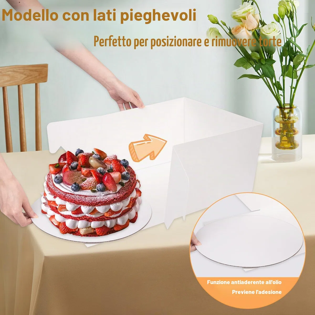 KOMABLEN Scatola per Torta 30,5x30,5x20,3cm, 10 Pezzi Bianche Scatole per Dolci in Cartone, Scatole per Torte con Finestra Vassoi, Porta Torta Cartone con Adesivi e Nastro per L'imballaggio Dessert