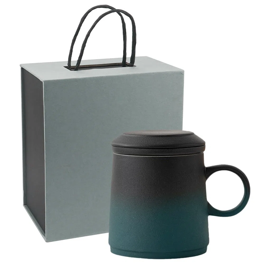 ADERTOS Tazza da Tè in Ceramica con Filtro e Coperchio 375 ml Tazza in Ceramica Tazze da Te con Infusore in Acciaio Inossidabile per l'ufficio e la Casa, con Scatola Regalo