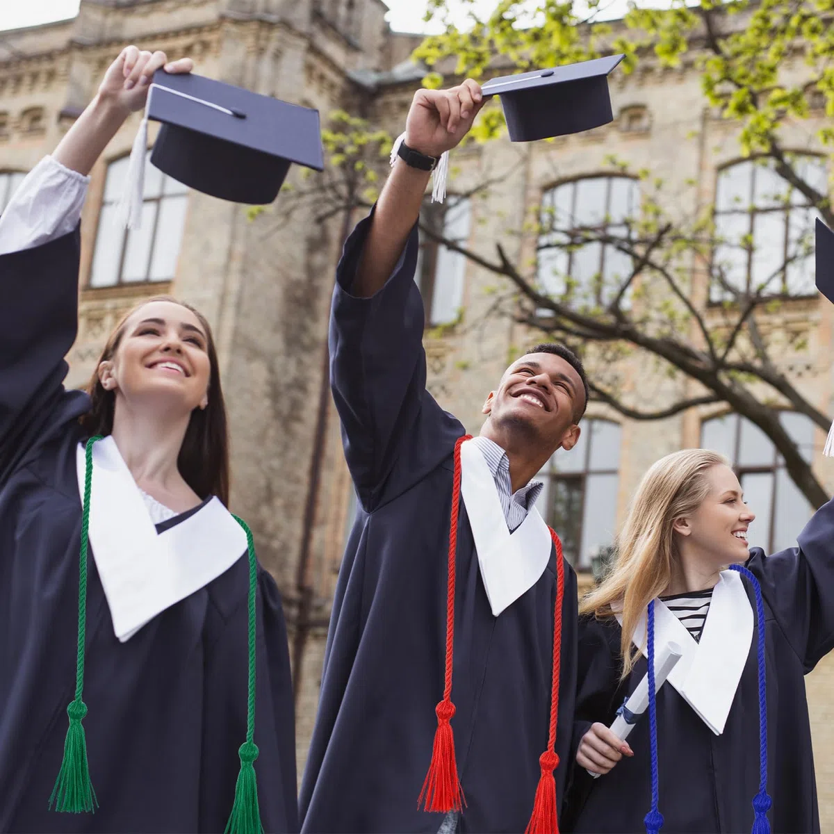 QUARKZMAN 4 Cordoni di Laurea, Cordoni d'Onore con Nappa, Cordone d'Onore 2025 con Nappa, Cordoni Intrecciati per Toga da Laurea, Rosa