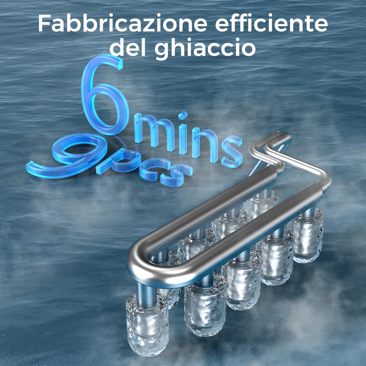 QEXREED Macchina per cubetto ghiaccio piccola 12 kg/24 h, 9 cubetto in 6 minuti, autopulente con paletta e cestello, 2 misure, nero