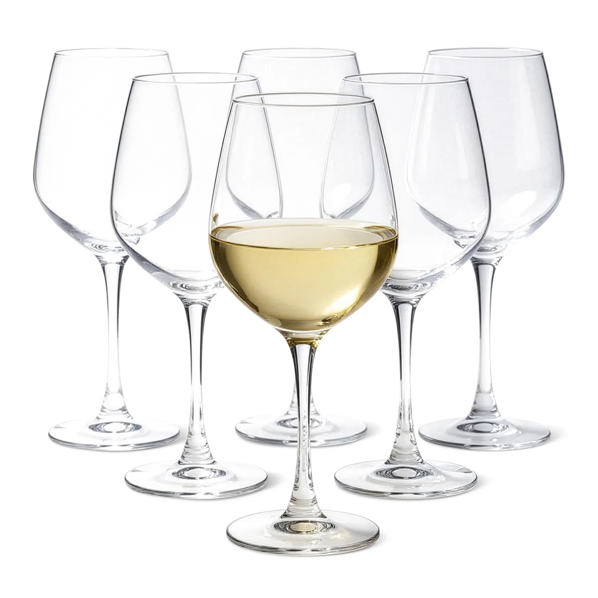 Amazon Basics Bicchieri da Vino Bianco con Stelo, Set da 6 pezzi, 355ml, Lavabili in Lavastoviglie