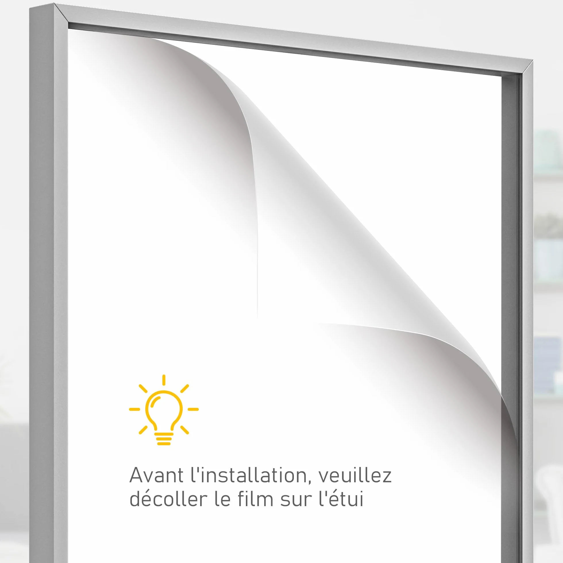 HOMCOM Frame Box T-Frame Telaio in alluminio per maglia porta acrilico fodera interna in feltro 70 x 90 cm Argento