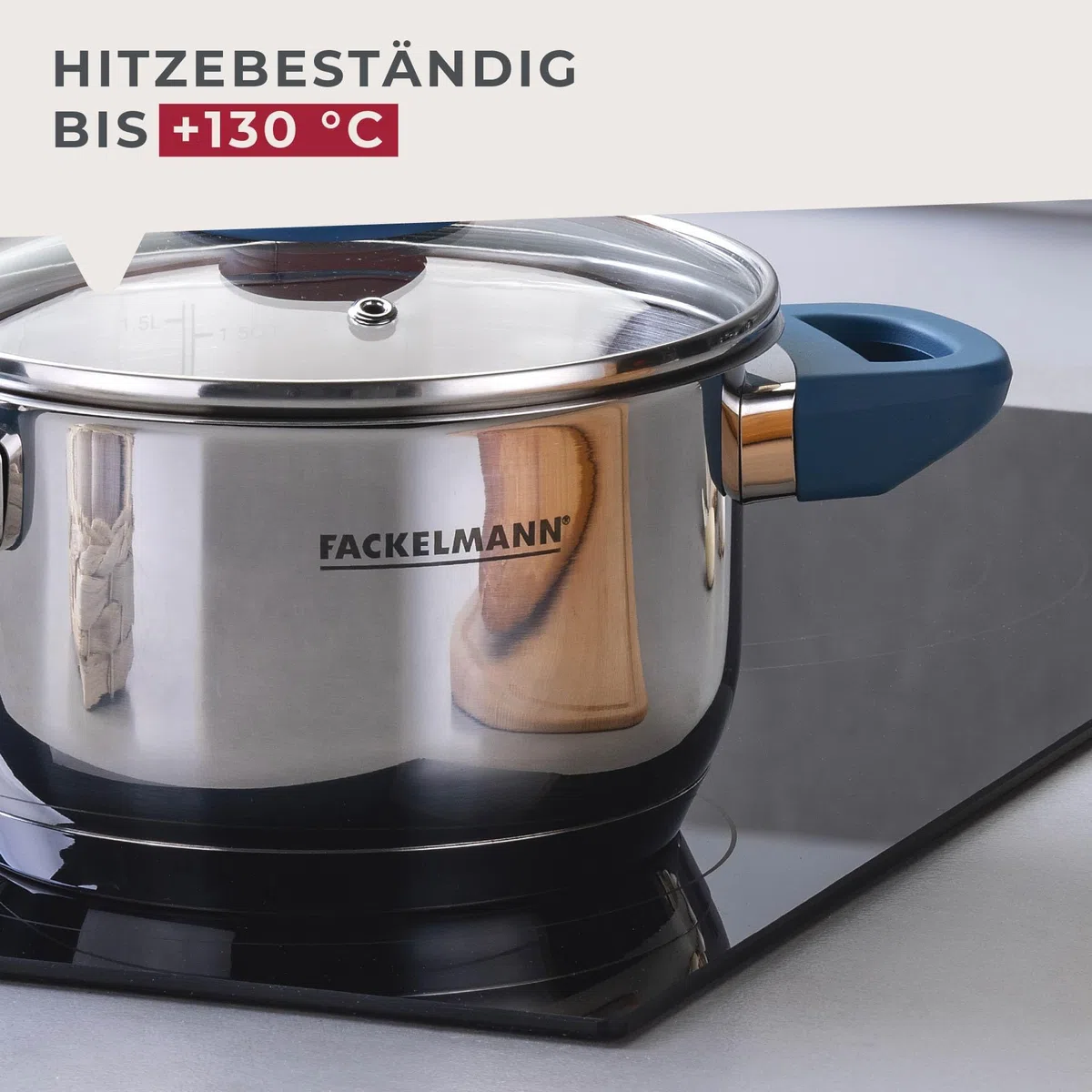Fackelmann Pentola Essential Ø 16 cm, in acciaio inox, con manici ergonomici in bachelite, adatta a tutti i piani cottura, con scala litro
