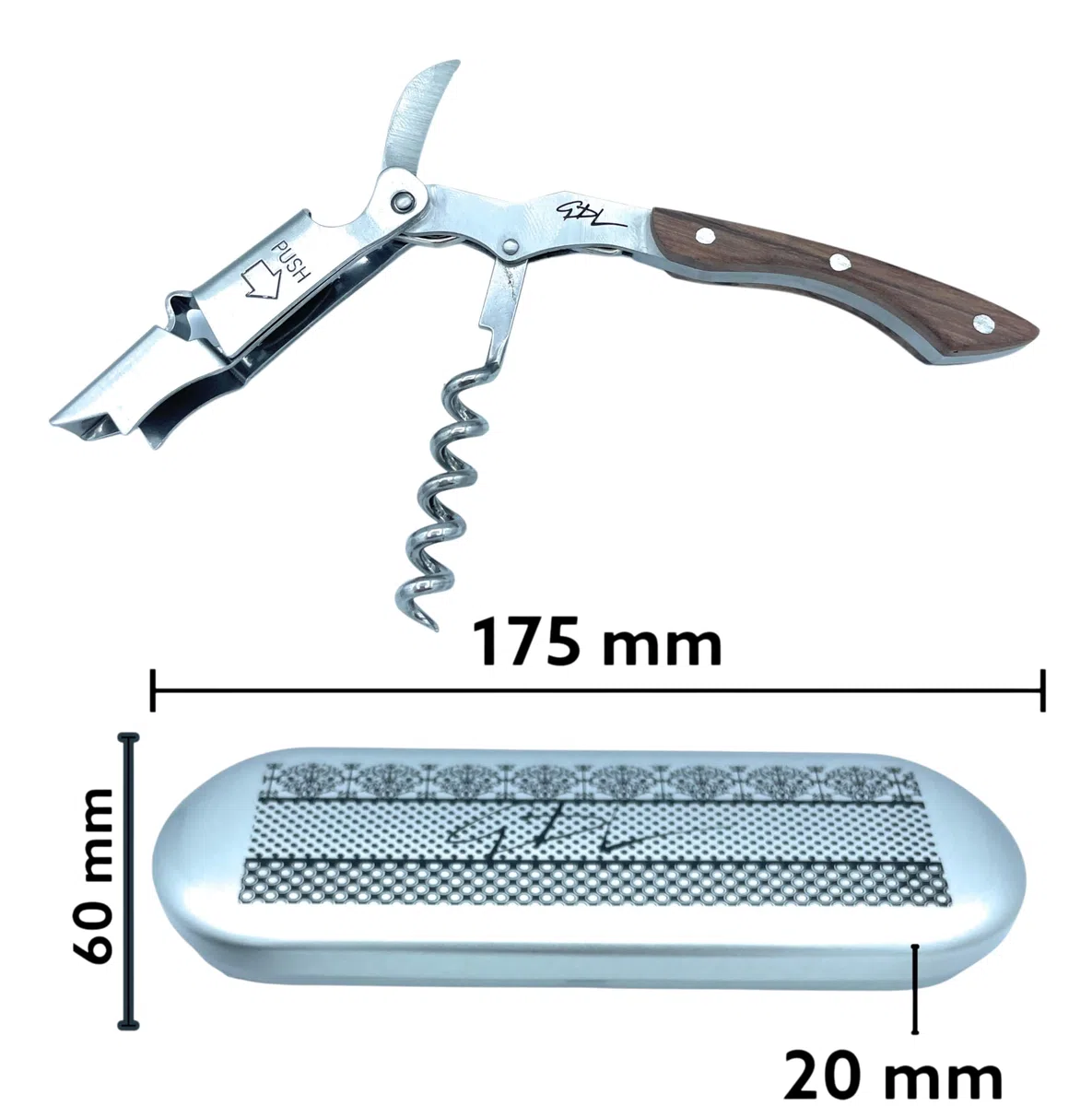 Cavatappi Personalizzato Professionale - Apribottiglie in Acciaio Inox e Scatola Rigida - Design Elegante e Compatto - Idea Regalo per Sommelier e Amanti del Vino