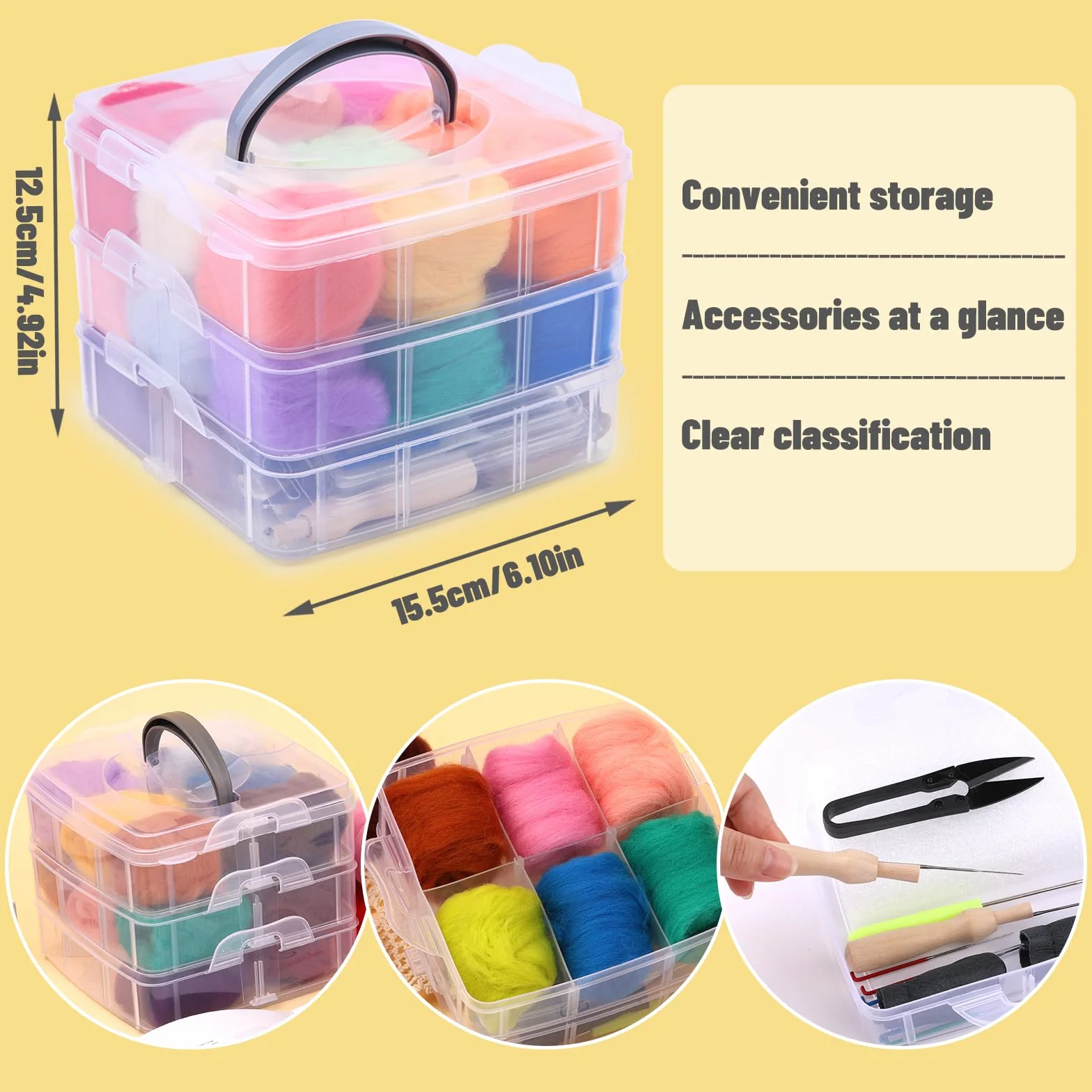 JUPEAN Kit per infeltrimento ad ago, filo di lana (5 g/colore), kit completo per infeltrimento ad ago con strumenti e forniture di base in feltro in fibra di lana, materiale per filatura a umido per