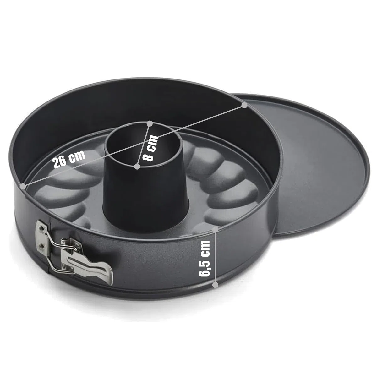 GF Cake - Tortiera 26 cm Apribile con Cerniera - Stampo Tortiera Apribile 2 Fondi - Teglia per Dolci Rotonda da Forno con Rivestimento Antiaderente - Stampo per Torte