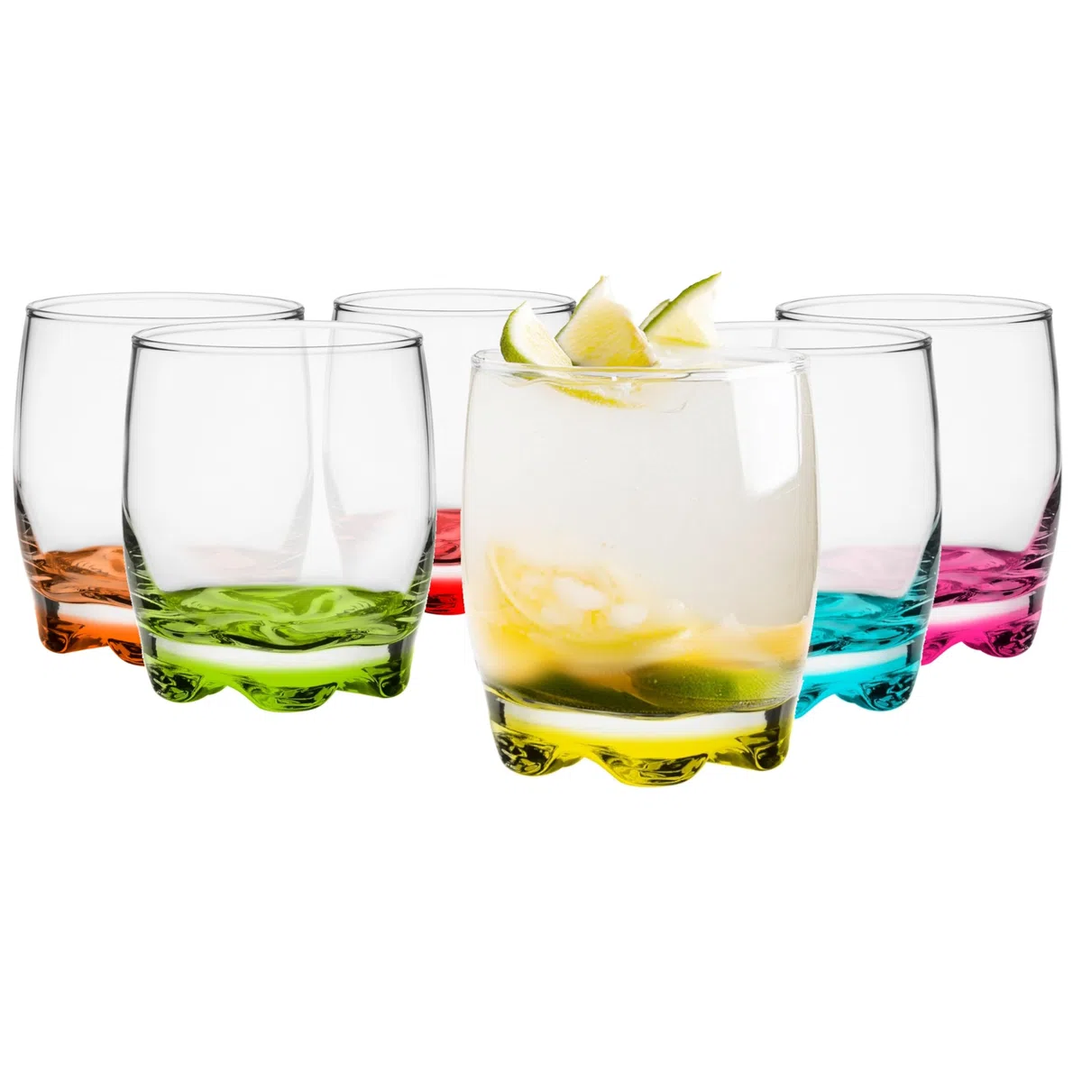 Glasmark KROSNO, set da 6 bicchieri con fondo colorato, bicchieri da long drink, bicchieri da acqua, bicchieri da succo, perfetti per casa, ristoranti e feste