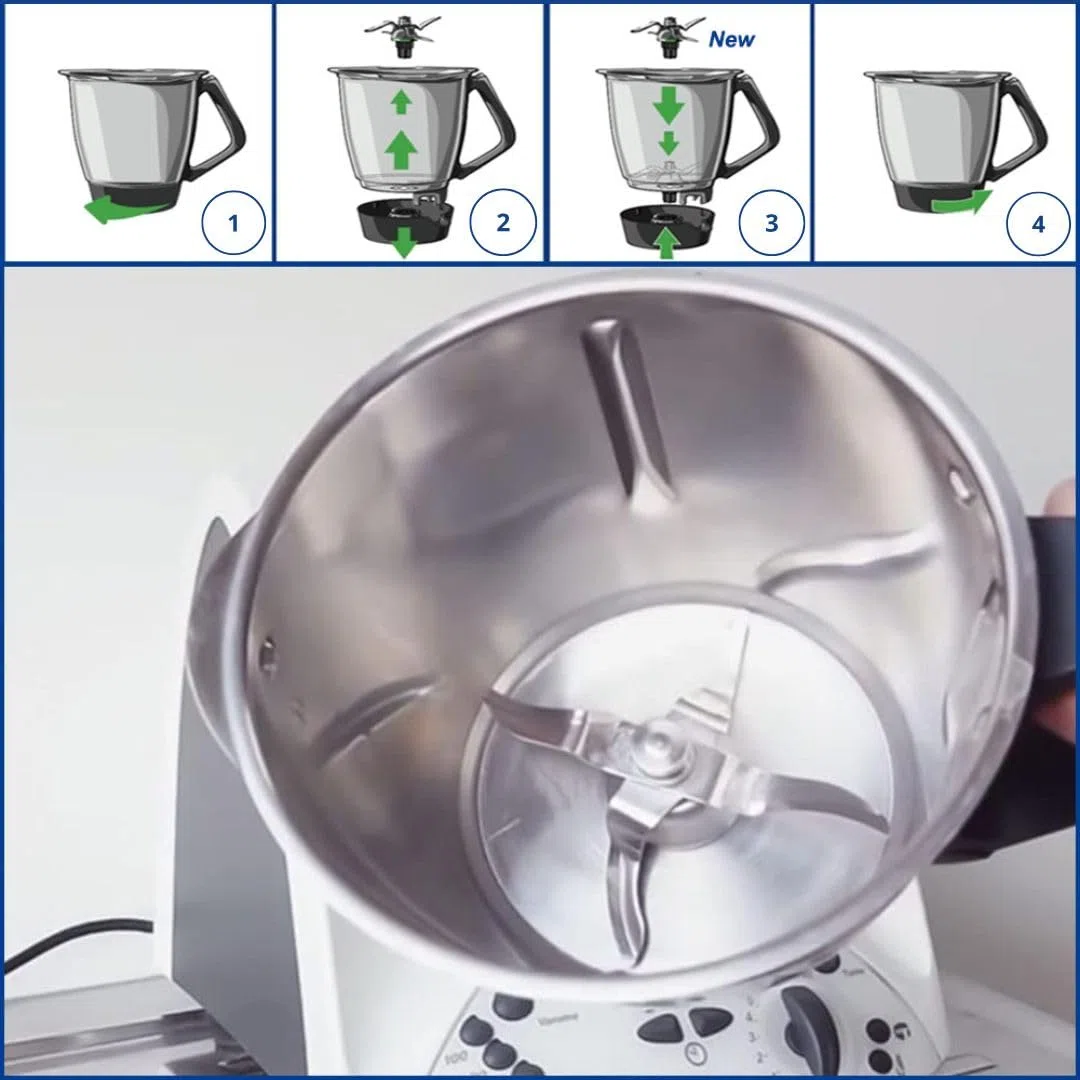 Gruppo Coltelli TM21 con 2 Guarnizioni di Tenuta Incluse – Ricambio per Vorwerk Thermomix Bimby TM21 – Lame in Acciaio Inox SUS420 – Ricambi e Accessori Bimby TM21