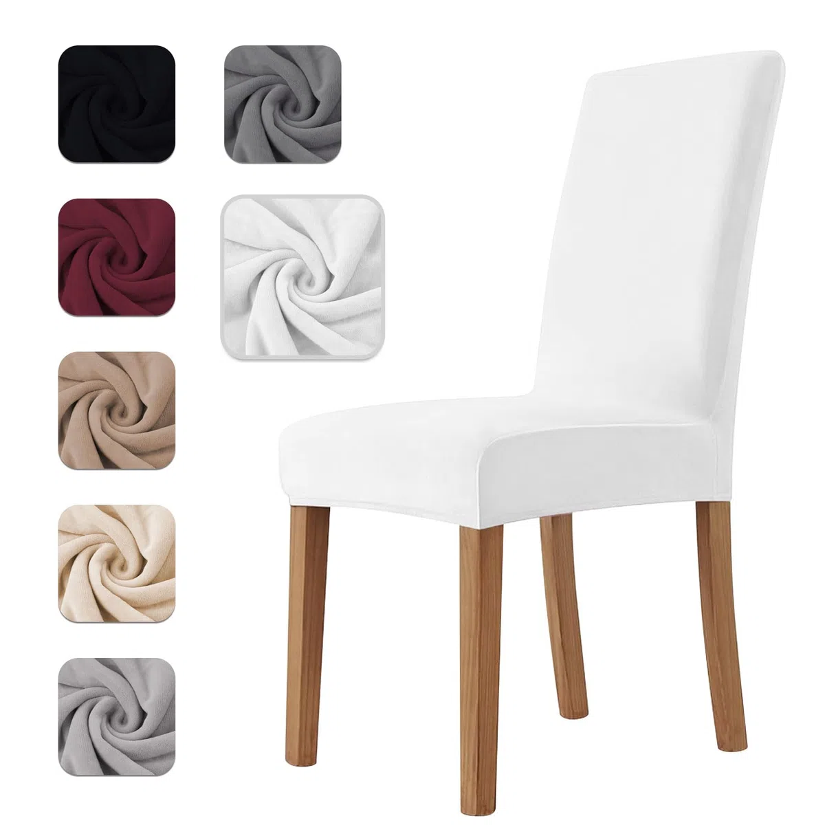 Coprisedie con Schienale 4 Pezzi in Velluto Elasticizzati, Universale, Copri sedia Cucina Soggiorno Super Morbido Comodo Anti-Graffio - Bianco