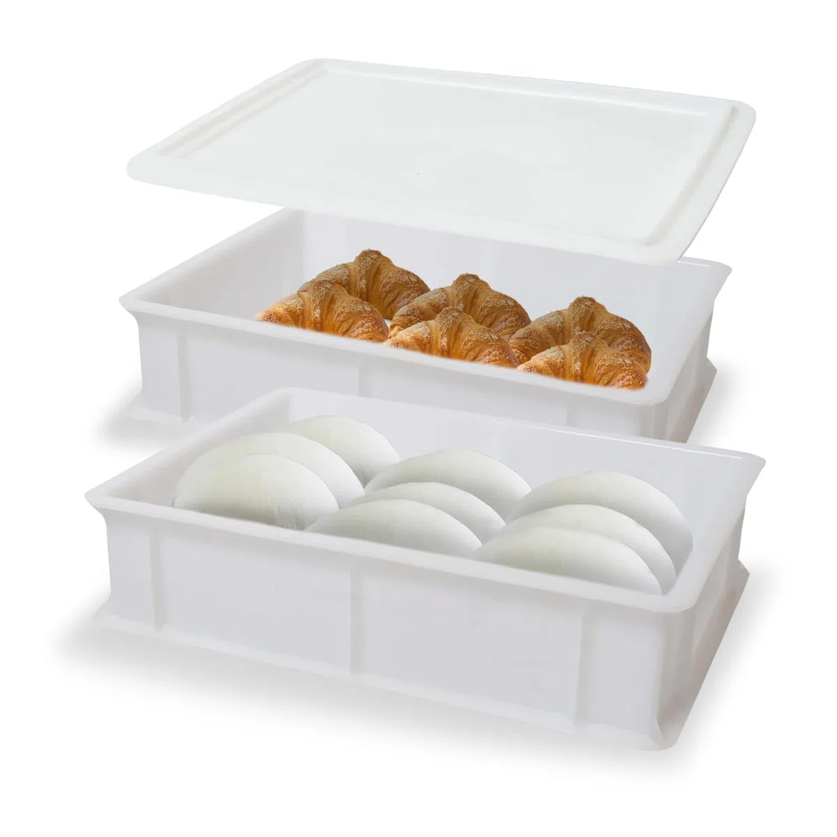 Akitaink Cassetta per Lievitazione Pizza e Pane | Contenitore per Impasto con Coperchio, Plastica Lavabile in Lavastoviglie, 30x40x10 cm (2 PORTAIMPASTO CON COPERCHIO)