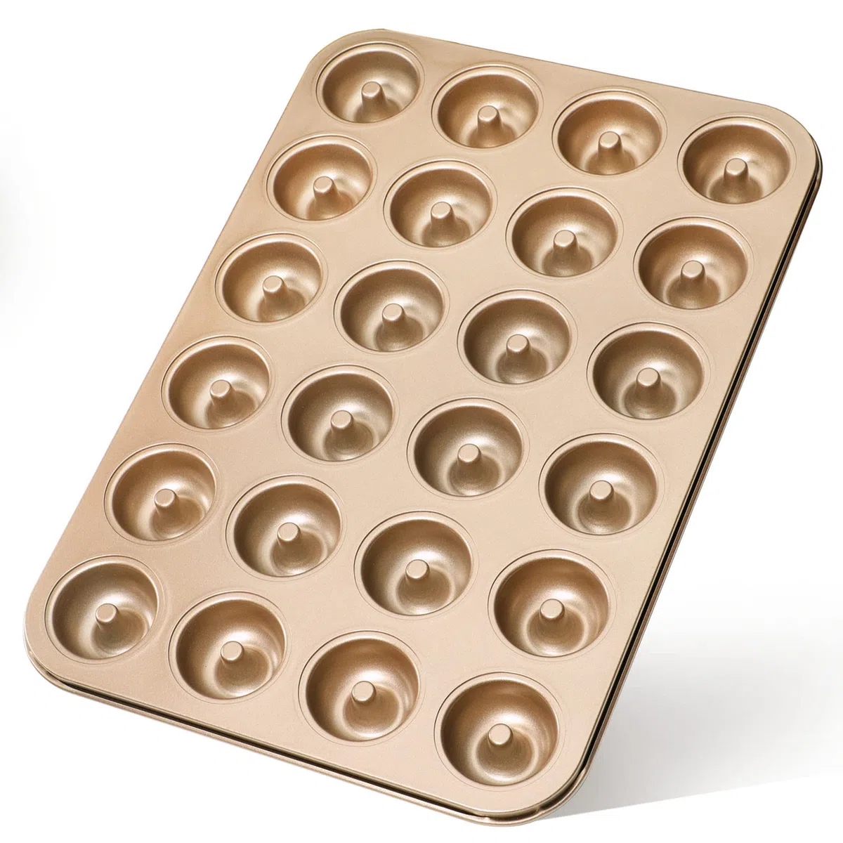 webake Mini stampo per ciambelle, 24 fori, 4,5 cm, antiaderente, in acciaio al carbonio, stampo per ciambelle per cottura fai da te