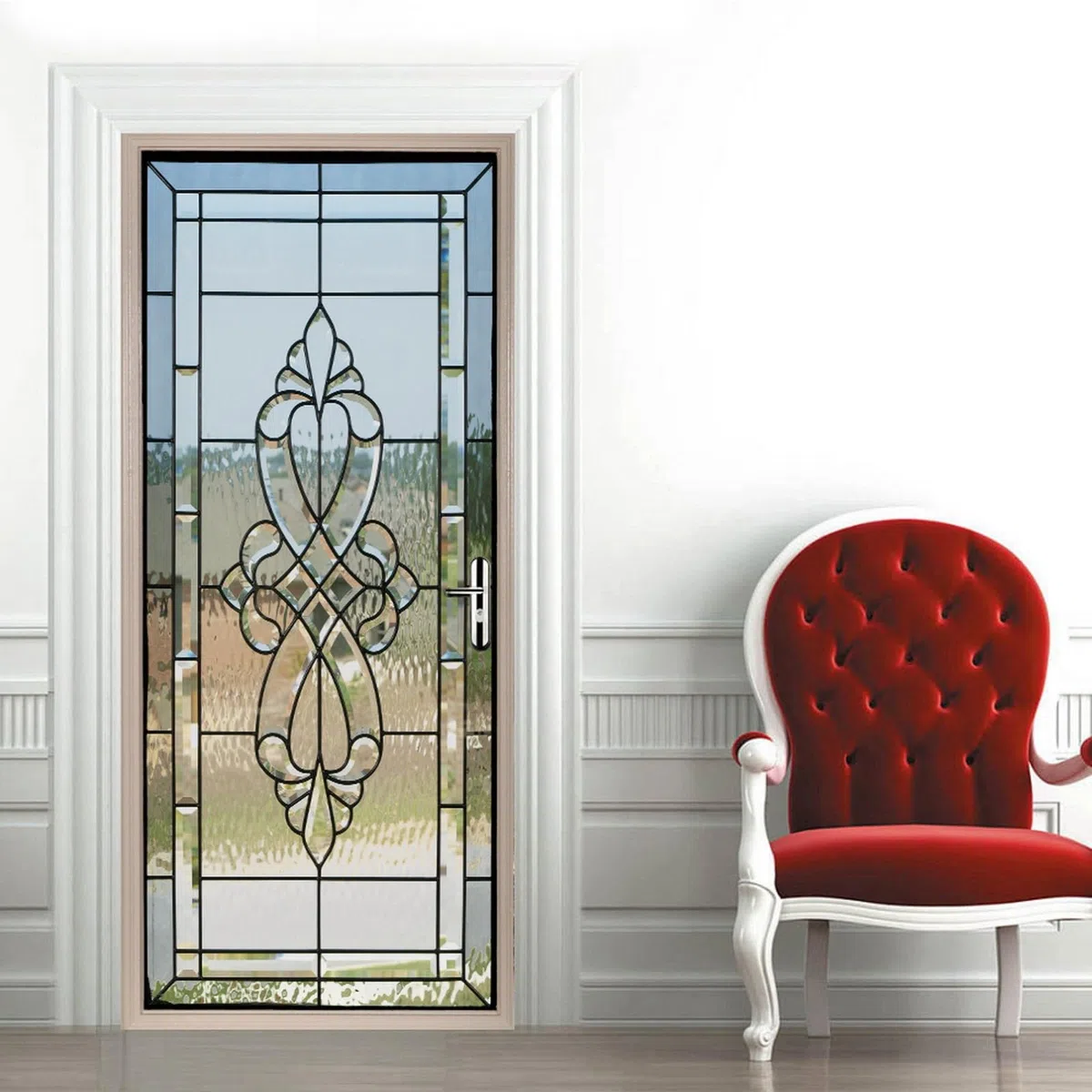A.Monamour Adesivo Porta Autoadesiva 3D Porta D'Ingresso In Vetro Colorato Vinile PVC Adesivi per Porte Interne Pellicola Adesiva Poster Sticker Murale Parete Carta da Parati 77x200cm